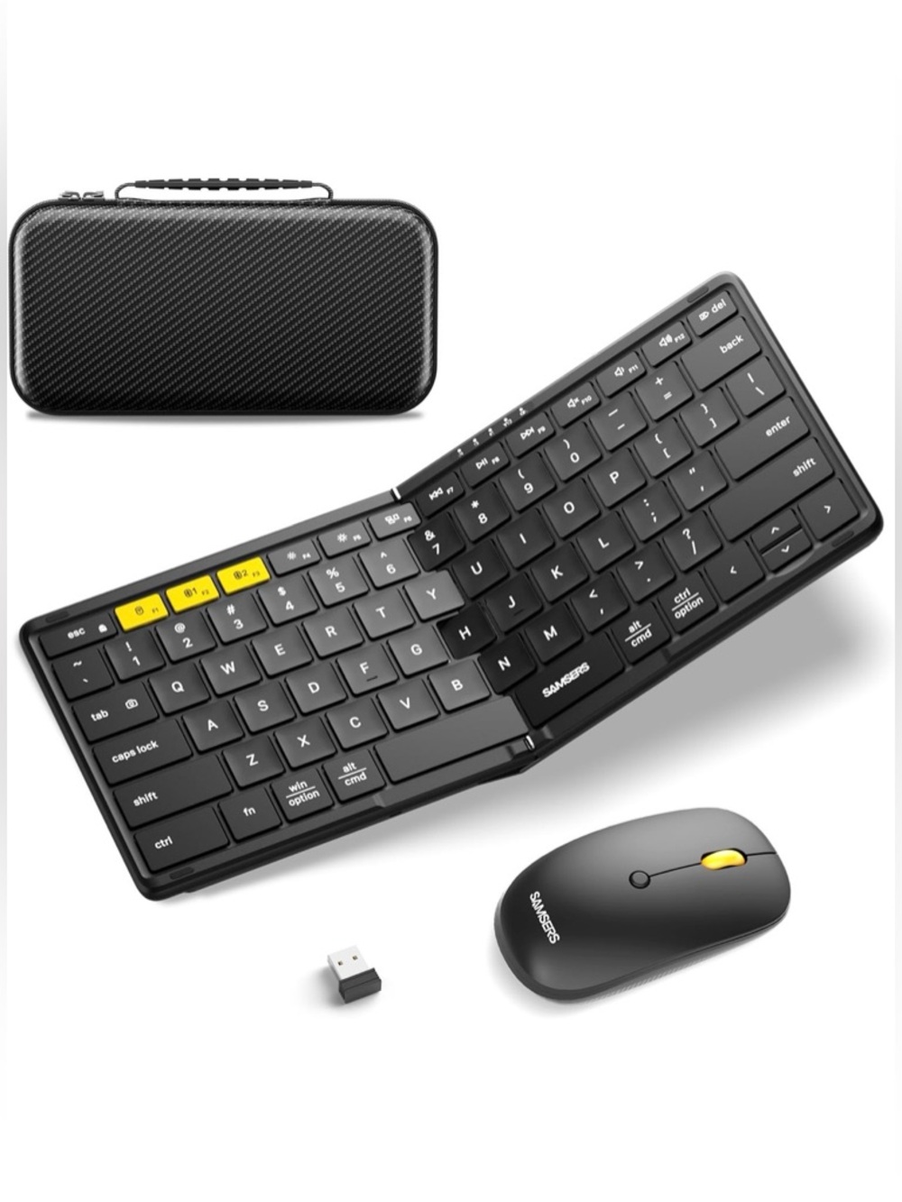 SAMSERS Foldable Wireless Keyboard and Mouse Set in Black